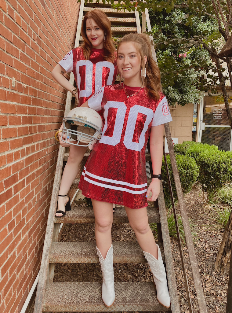Red & White Full Sequin Jersey Dress Coker Hampton Gift Shop Red & White Full Sequin Jersey Dress Coker Hampton Gift Shop