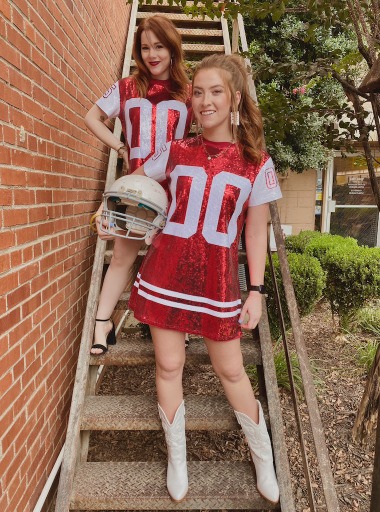 Red White Full Sequin Jersey Dress Coker Hampton Gift Shop