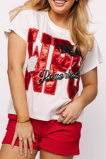 Licensed Arkansas Metallic Word with Icons Tee