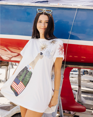 
            
                Load image into Gallery viewer, Firework Champagne T-Shirt Dress
            
        