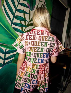 
            
                Load image into Gallery viewer, Pink Collar Rainbow Queen Romper
            
        