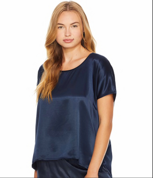 Satin Sleep Top - Navy