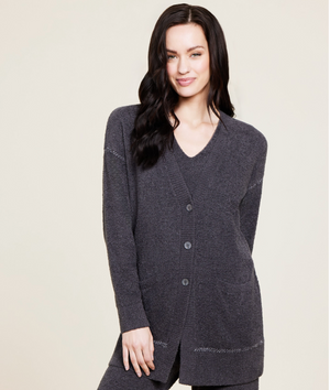 CCL Contrast Stitch Cardigan - Carbon/Pearl