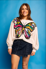 Beige Oversized Multi Butterfly Sweatshirt