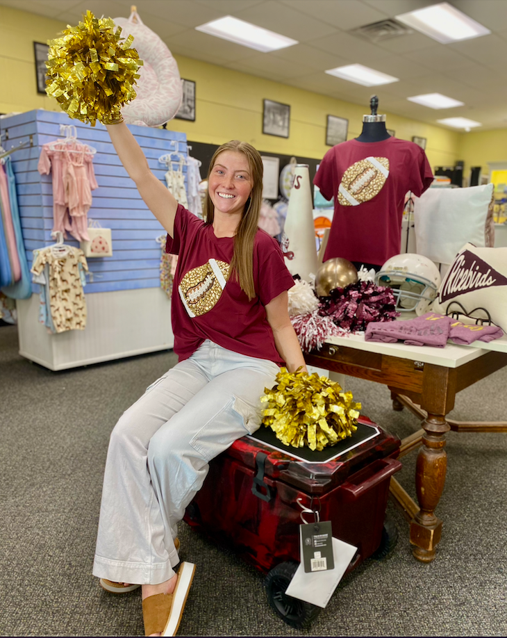Rhinestone Football Maroon Tee