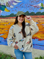 Beige V Neck Scattered Duck Sweatshirt