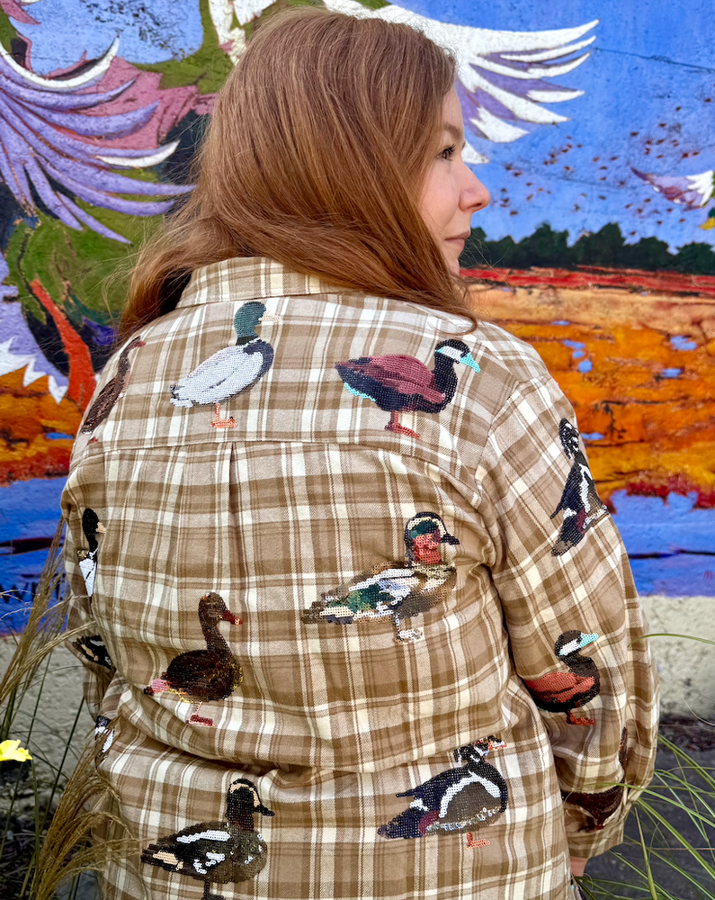Brown Plaid Duck Button Up