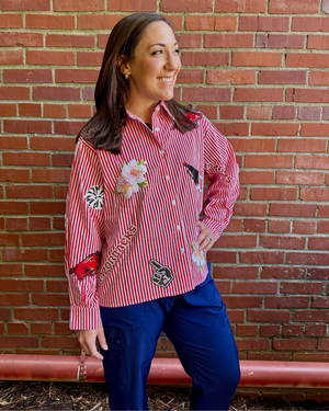 Licensed Arkansas Striped Button Down