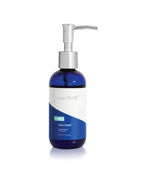Blue bottle with pump labeled 'capri BLUE' on a white background
