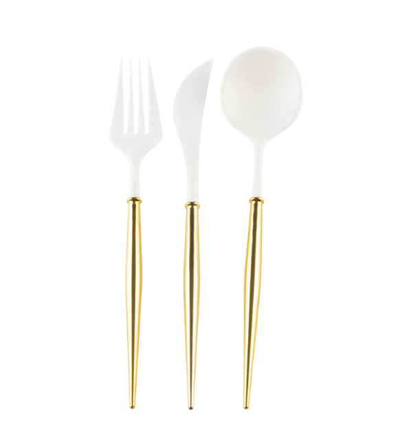 
            
                Load image into Gallery viewer, Gold Bella Assorted Plastic Cutlery - 24 pc - Service for 8
            
        